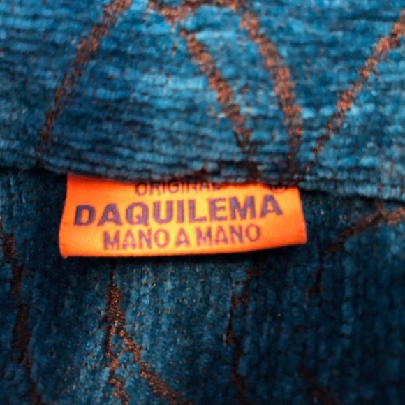 Bright teal handmade cloth shoulder bag - Picture 2 of 7